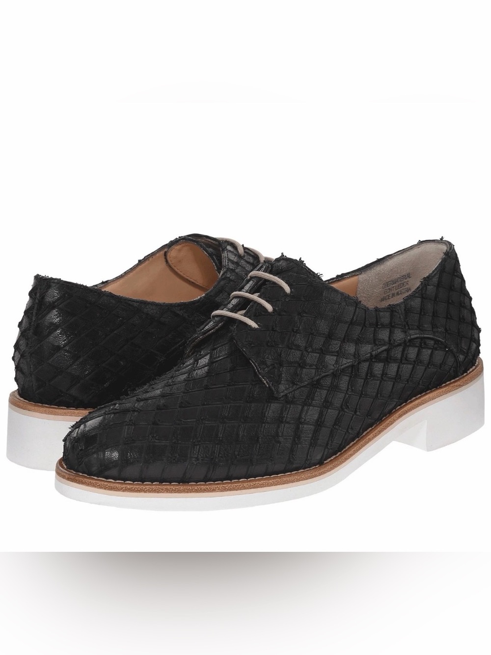 Paul Green Finley Black Squared Leather Oxfords Shoes Womens size 7-7.5 US